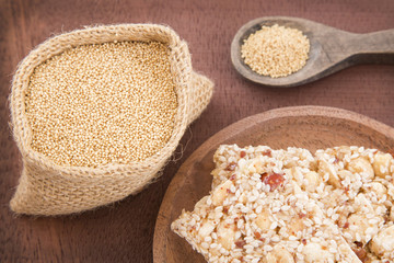 Grains and amaranth bar (Amaranthus)