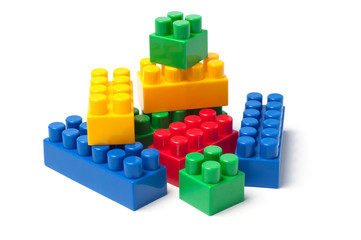 Building blocks - plastic construction toy isolated on white background