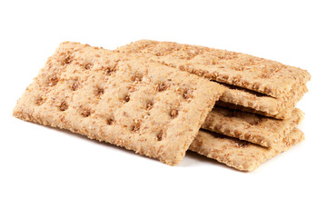 stack of grain crispbreads isolated on white background