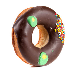 one glazed donut isolated on white background