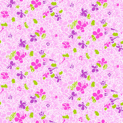 Vector pattern with hand drawn lilac flowers