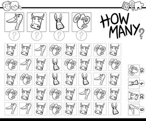 Fototapeta premium count farm animals coloring page