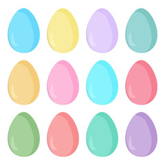 Set of colorful Easter eggs isolated on the white background.