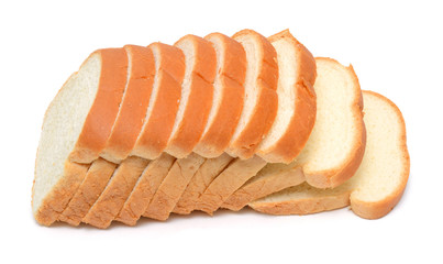 Stack of sliced bread isolated on white background