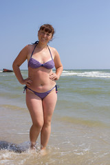 overweight woman in a swimsuit
