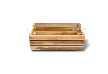 empty wood box isolated on white background with clipping path.