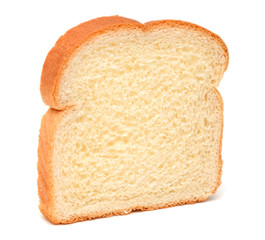 A single slice of bread on white background