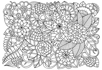 Beautiful floral pattern in black and white. Can use for print , coloring and card design