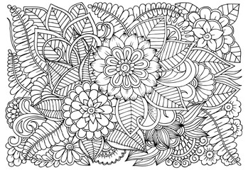 Beautiful floral pattern in black and white. Can use for print , coloring and card design