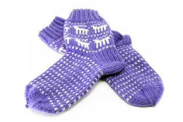 Beautiful knitted socks with ornament