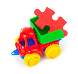 Toy truck with puzzle