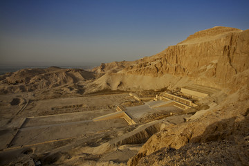 View of Temple of Hatshepsut in the morning sun. Egypt. Luxor