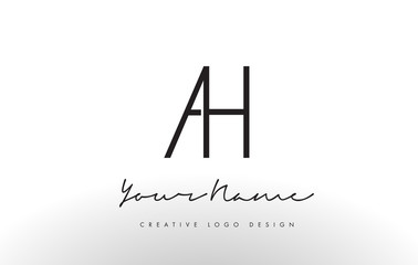 AH Letters Logo Design Slim. Creative Simple Black Letter Concept.
