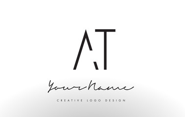 AT Letters Logo Design Slim. Creative Simple Black Letter Concept.