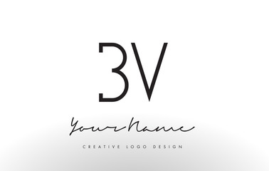 BV Letters Logo Design Slim. Creative Simple Black Letter Concept.
