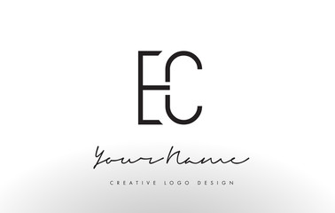 EC Letters Logo Design Slim. Creative Simple Black Letter Concept.