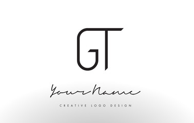 GT Letters Logo Design Slim. Creative Simple Black Letter Concept.