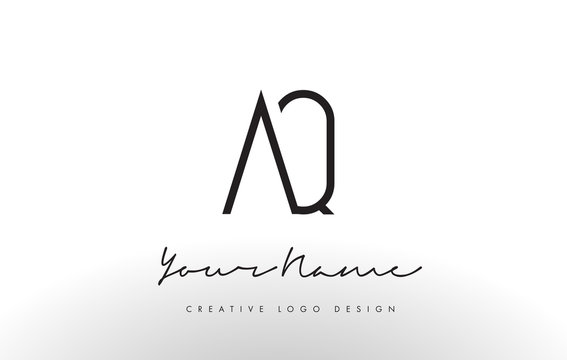 AQ Letters Logo Design Slim. Creative Simple Black Letter Concept.