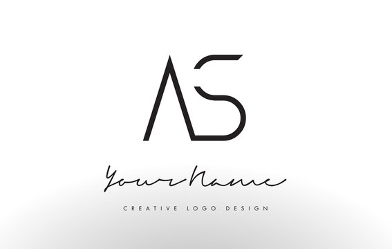 AS Letters Logo Design Slim. Creative Simple Black Letter Concept.