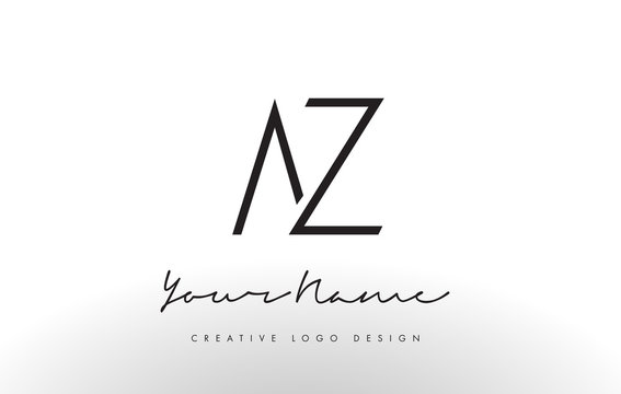 AZ Letters Logo Design Slim. Creative Simple Black Letter Concept.