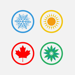 Season symbols, winter, spring, summer, autumn. Vector illustration