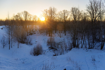 winter dawn over the river