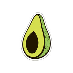 Avocado cartoon color illustration on white background sticker