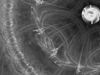 Monochrome fractal background. Digital collage.