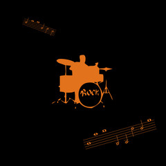 Musical symbols on a black background