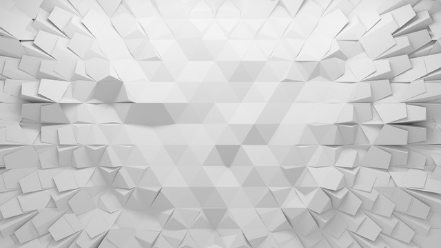 White polygonal triangle geometric texture. 3D rendering background. © Formfrom.design