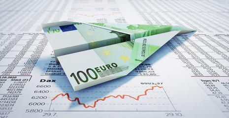 100 Euroschein auf Börsenzeitung