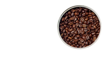 coffee beans in the form of a circle on a white background.
