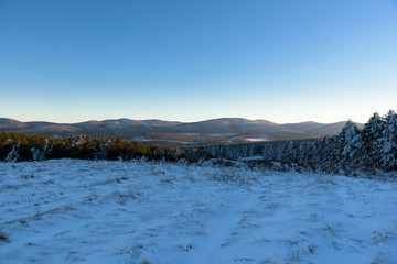 sunset in winter mountains