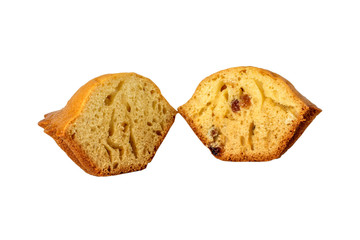 Homemade healthy muffin on white background.