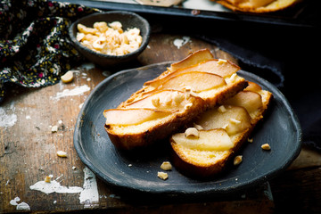 pears  crostini.selective focus