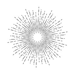 Obraz premium Hand drawn vector black sunburst for your design