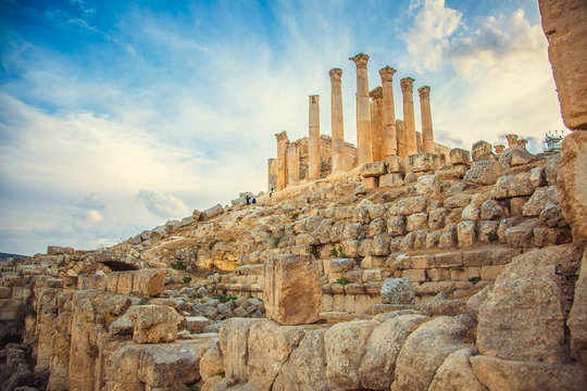 Ancient Temple of Artemis in the city of Jerash, Jordan