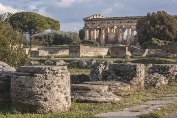 Fototapeta premium The Ceres temple in Doric style in Paestum, Italy