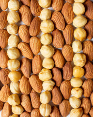 Natural background made from different kinds of nuts.
