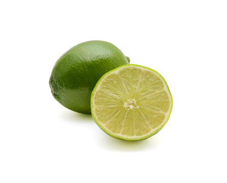 Fresh limes cutout on white background