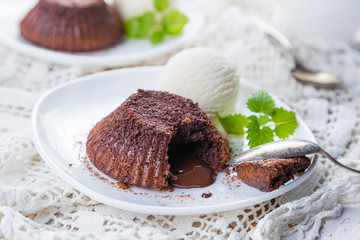 Chocolate fondant - lava cake with vanilla ice cream