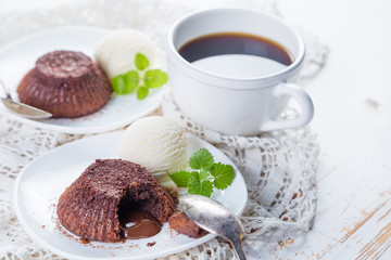 Chocolate fondant - lava cake with vanilla ice cream