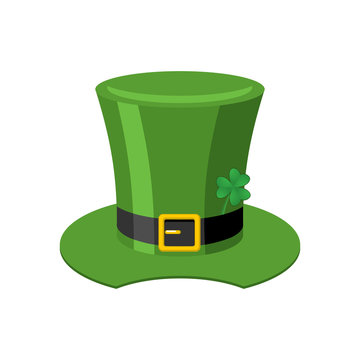 Leprechaun Green hat isolated. St. Patrick's Day national holiday. Hat Magic Dwarf in Ireland.Traditional Irish Festival
