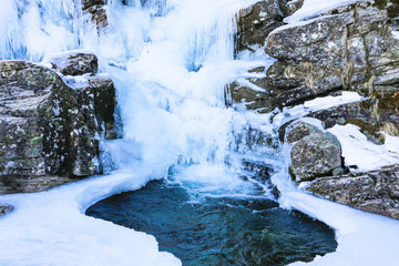 Frozen mountain stream. Hordaland. Norway.