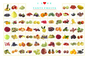 collection of fruits as background