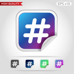 Obraz premium Octothorpe icon. Button with octothorpe icon. Modern UI vector.