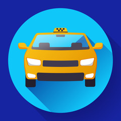 Flat Taxi car cartoon icon vector illustration