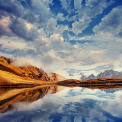 The picturesque landscape in the mountains. Upper Svaneti, Georg