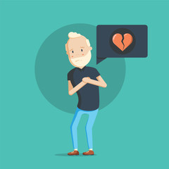 Grandfather character with heart attack.