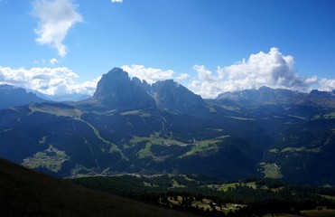 Naklejka premium Langkofel Gruppe in Südtirol / Grödner Tal / Seiser Alm / Rosszähne / Schlern